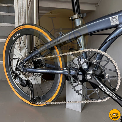 Ride in Style – Galaxy Grey Foldable Bike with Tan Wall Tyres
