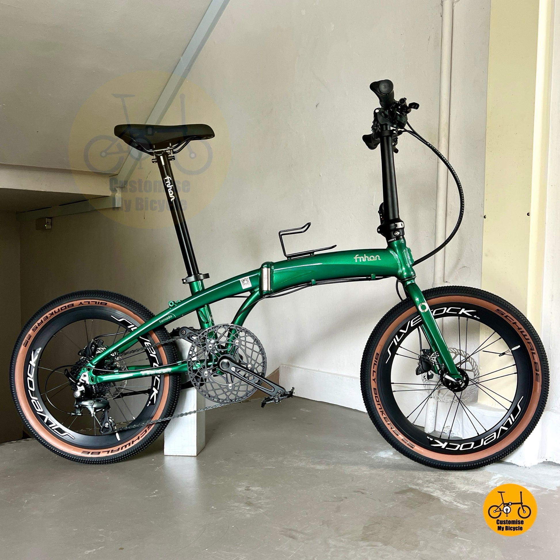 Fnhon Tornado 20 Inch Emerald Green Folding Bicycle Shimano 10 Gears Hydraulic Disc Brake Billy Bonkers Tyres Lightweight Urban Foldie