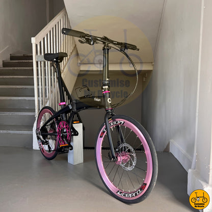 Black & Pink Folding Bike – Aesthetic & High-Performance City Foldable Bicycle
