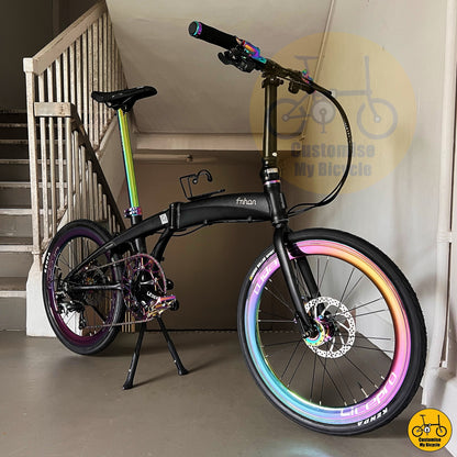 Oil Slick Accent Foldie – Popular Lightweight Folding Bicycle for City Rides
