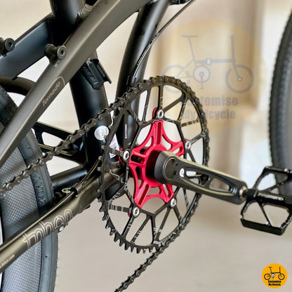 Matte black and red colour theme on city-ready foldable performance bike
