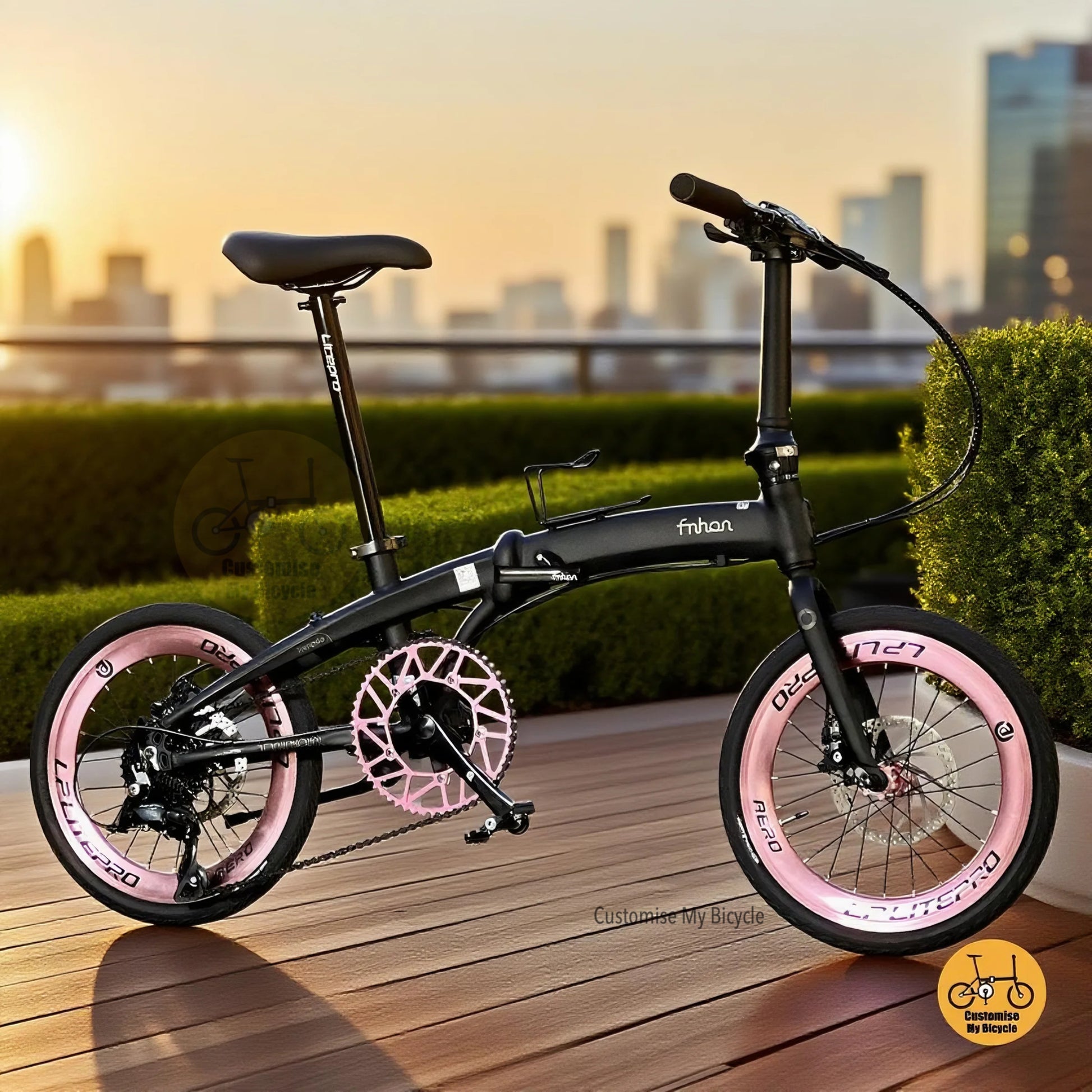 Fnhon mini-Tornado 18 inch Matte Black folding bike Shimano 9 speeds aerodynamic alloy frame
