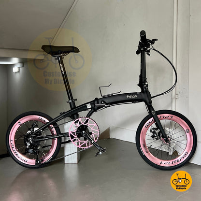 Matte Black Fnhon mini-Tornado 18 inch foldable bicycle Shimano 9 speed with 349 wheelset
