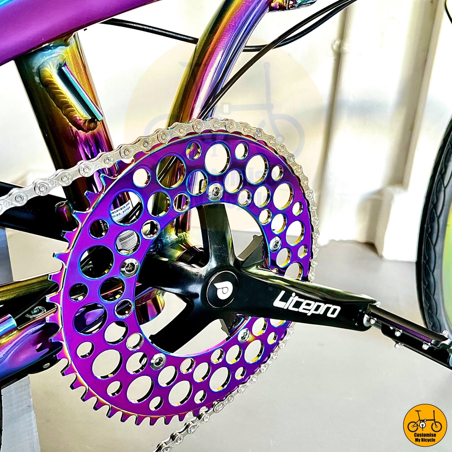 Bubble Chainring on Fnhon Tornado Folding Bike – Smooth Ride with Litepro Wheels & Hydraulic Brakes
