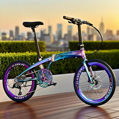 Fnhon Tornado 22 Inch Folding Bike Oil Slick Shimano 9 Gears Aerodynamic Aluminium Frame Singapore
