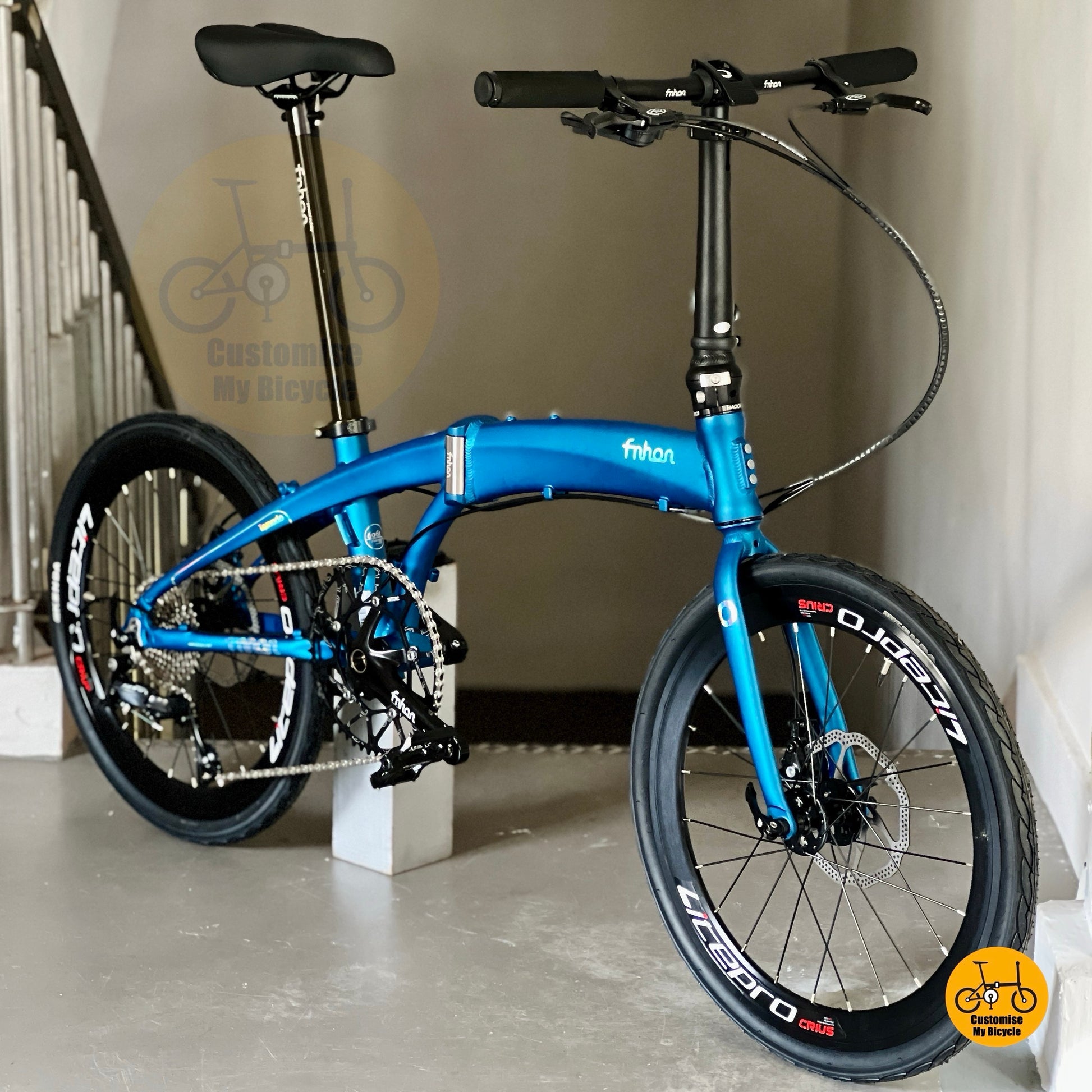 Basikal Lipat Fnhon Tornado 22 Inci Royale Blue Shimano 9 Kelajuan Basikal Mudah Lipat Ringan Untuk Bandar