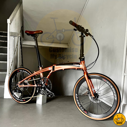 Fnhon Tornado Foldable Bicycle – Lightweight & Stylish Rose Gold Finish
