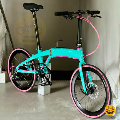 Fnhon Tornado 22 Inch Turkish Blue Foldable Bicycle With Grade 4 Frame Lock And Hollowtech Crankset
