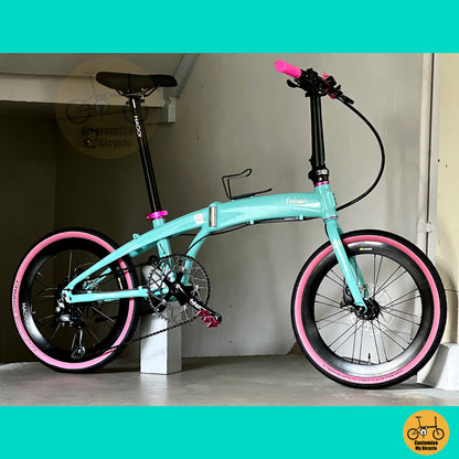 Fnhon Tornado 20" Turkish Blue foldable bicycle with Shimano 9 gears
