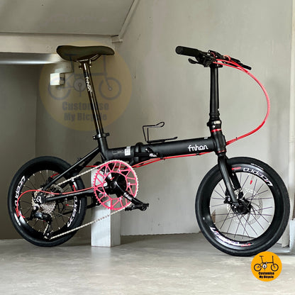 Sepeda Lipat Fnhon Zephyr 18 Inch Ringan Dengan Shimano 9 Kecepatan Untuk Perkotaan
