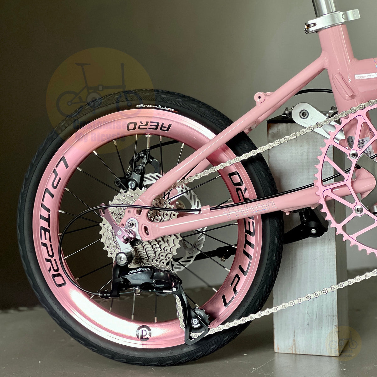 Fnhon Zephyr 16" Baby Pink foldable bicycle with Shimano 9 gears