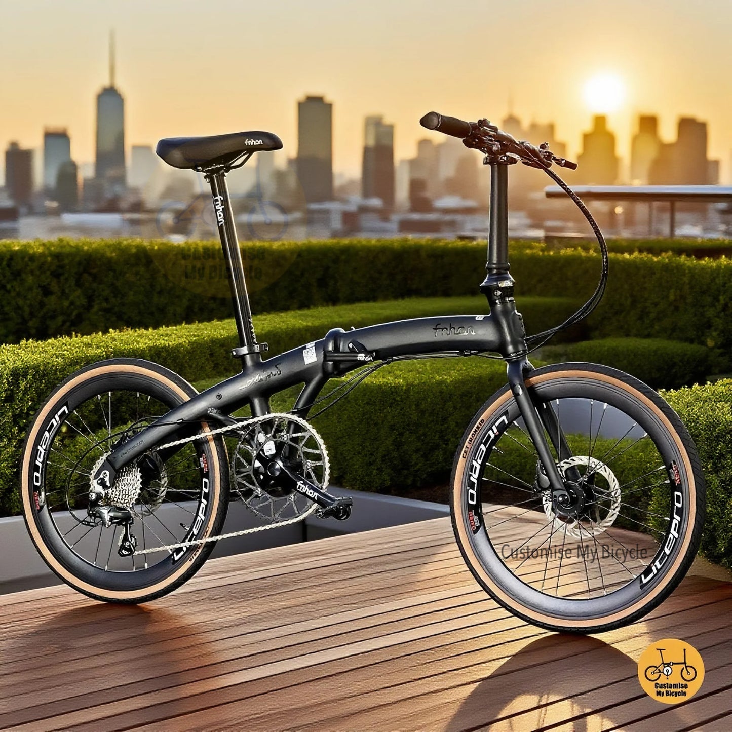 Fnhon Wind 22 inch folding bicycle matte black Shimano 10 speed Tiagra lightweight frame with hydraulic brakes
