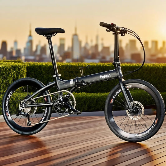 Fnhon Blast folding bike 22 inch matte black with Shimano 9 gears
