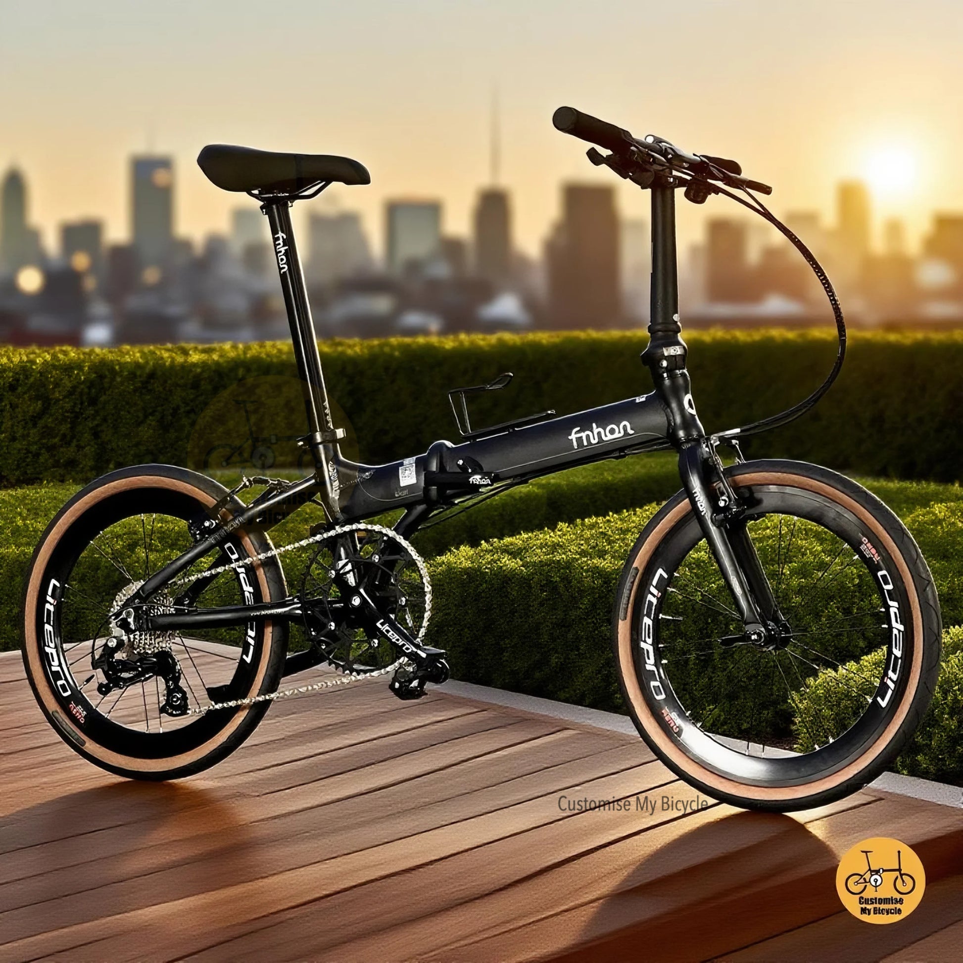 Fnhon Blast 20” foldable bicycle with Sensah 9 gears Litepro wheels Matte Black frame
