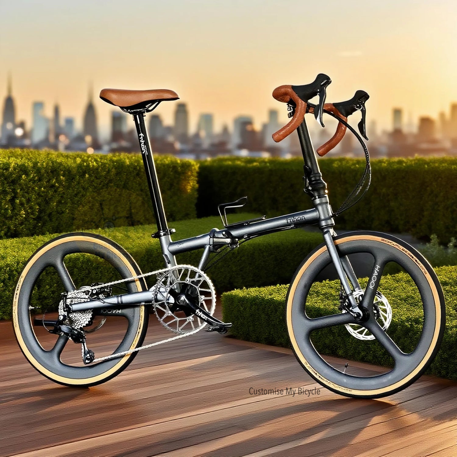 Folding Bike Gust 22 Inch Shimano 9 Speed Folding Bike Battleship Grey Lightweight Chromoly Frame Sport Bicycle Drop Bar
