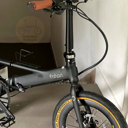 Fnhon Monsoon Mini 18" Matte Black folding bike frame material colour detail