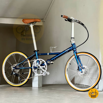 风行暴风 Thunderstorm 22寸 变色蓝 折叠自行车 禧玛诺 9速 铬钼钢车架