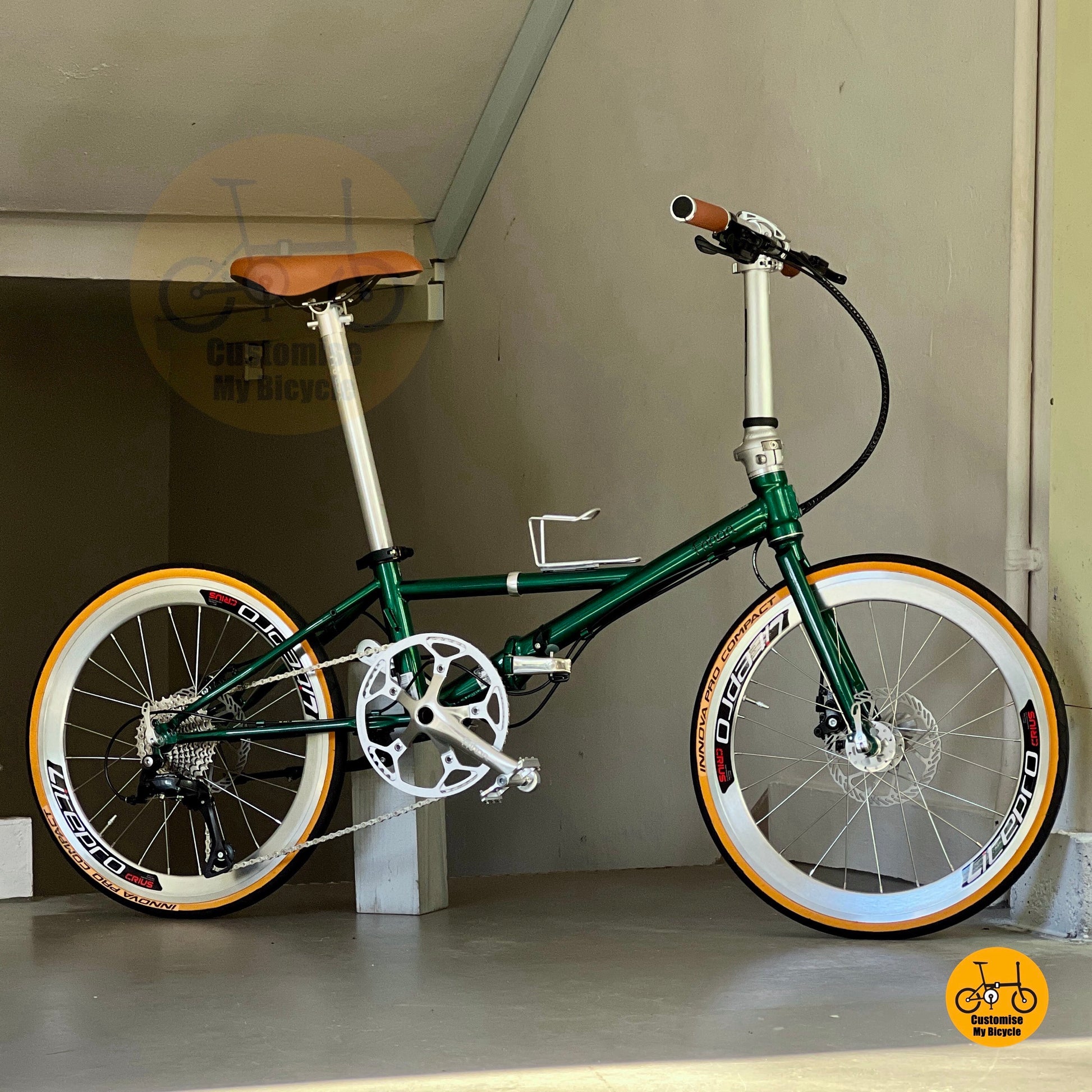 Fnhon Thunderstorm large wheel folding bike 22 inch Emerald Green urban commuter foldable bicycle

